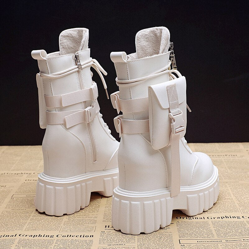 Round Toe Platform Boots for Women