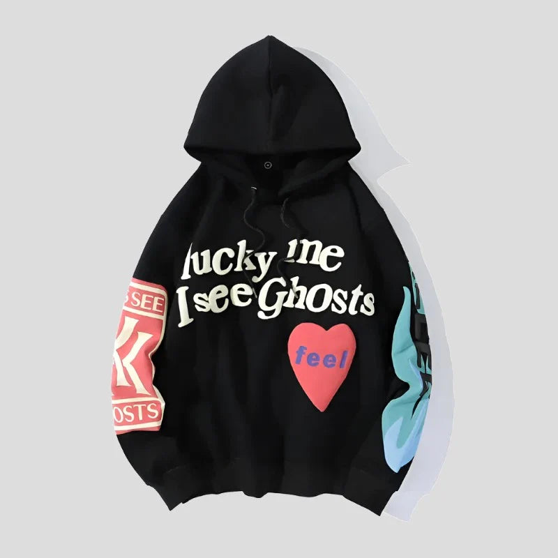 Sudadera con capucha unisex "Por suerte veo fantasmas"