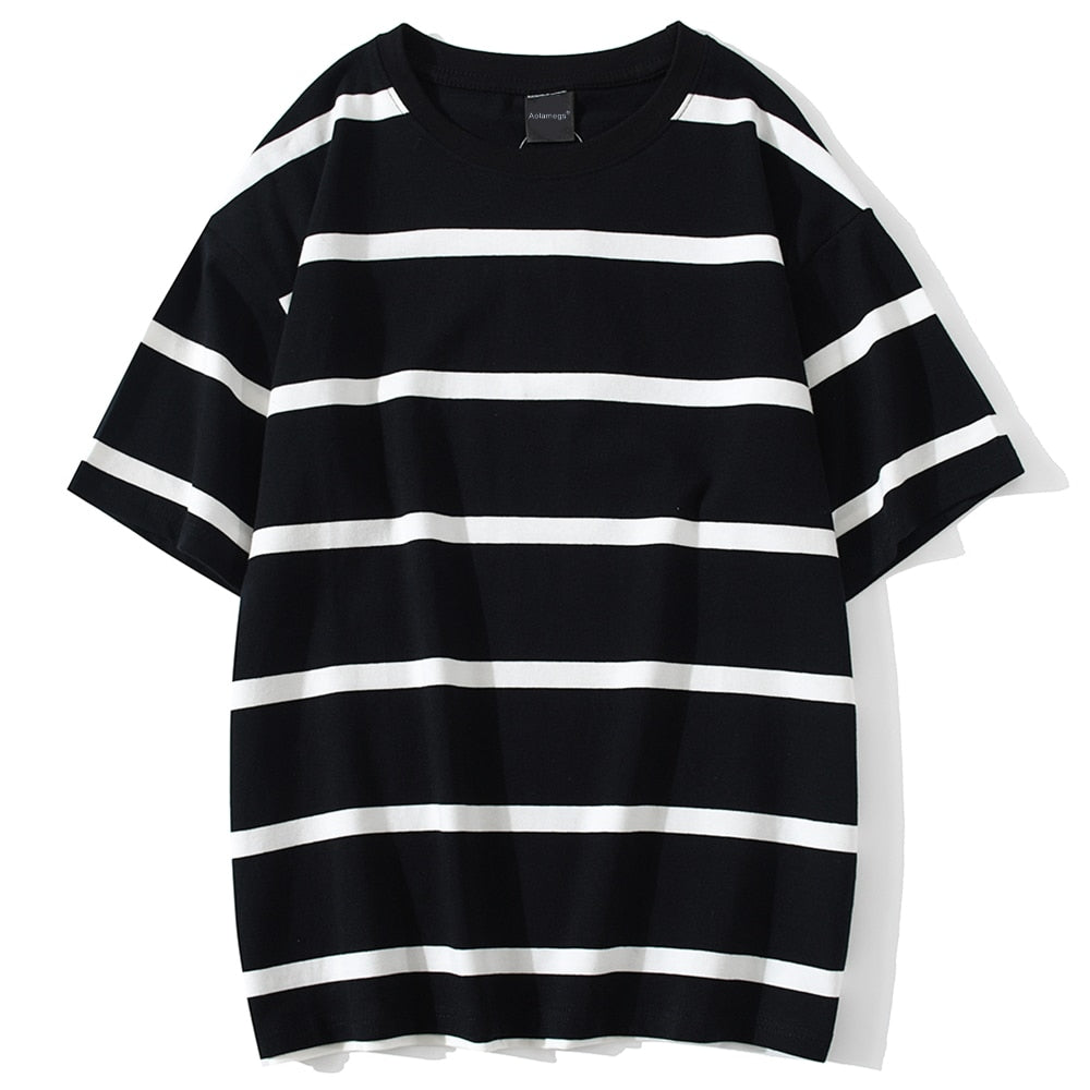 Striped Streetwear All-Match T-shirts for Men