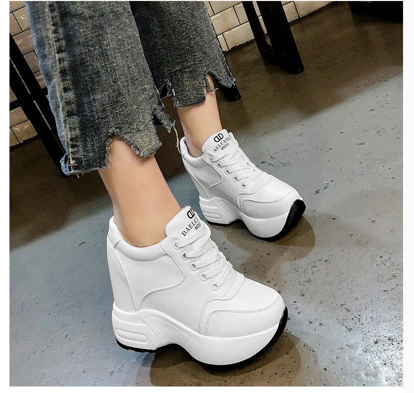 Leather High Platform Sneakers for Women