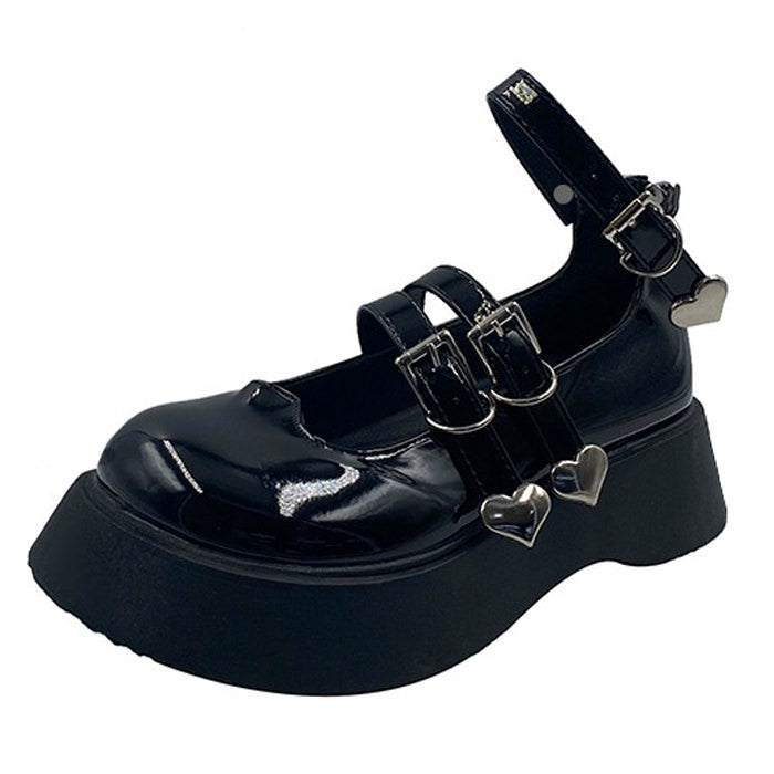 Heart Buckle Chunky Sandals