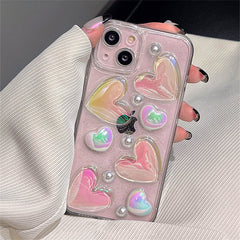 Funda para iPhone con purpurina de corazón