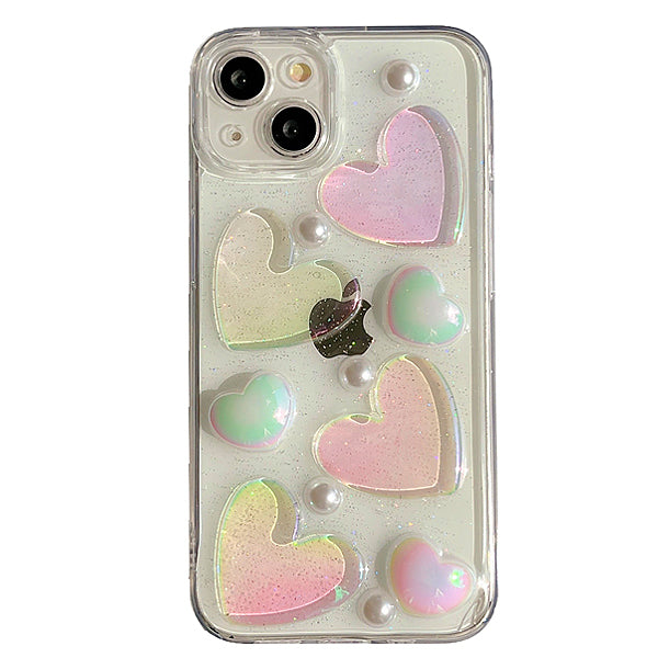 Funda para iPhone con purpurina de corazón