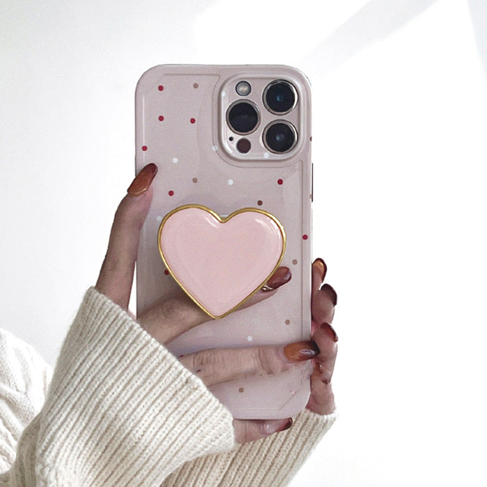 Funda para iPhone con diseño de lunares y corazones