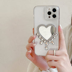 Funda para iPhone con diamantes de imitación y corazón