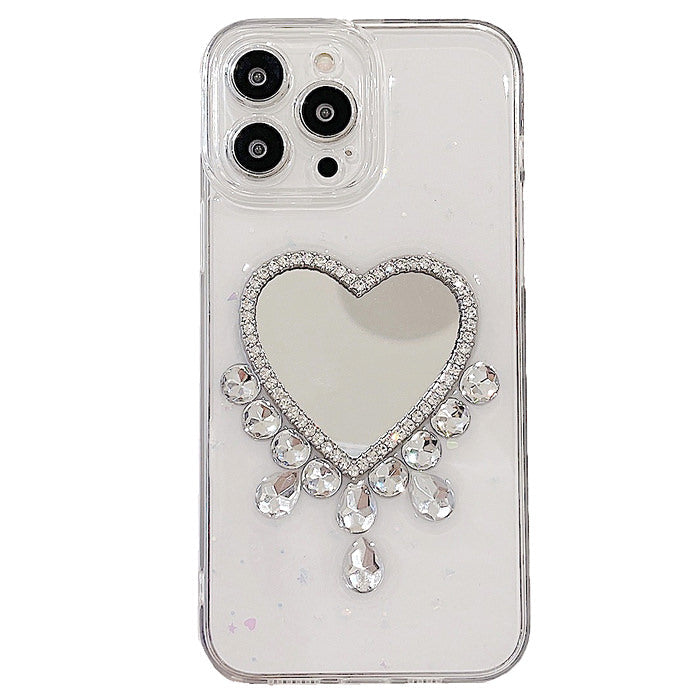 Funda para iPhone con diamantes de imitación y corazón