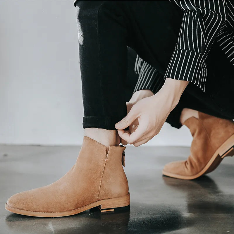 Botines con cremallera de piel auténtica para hombre de Inglaterra