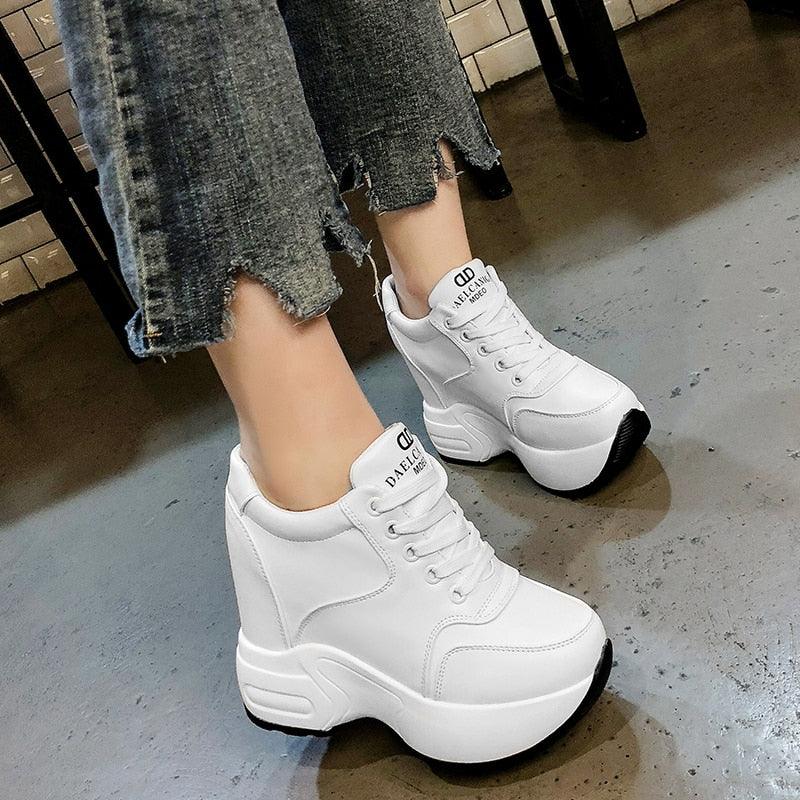 Leather High Platform Sneakers for Women