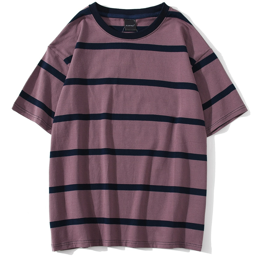 Striped Streetwear All-Match T-shirts for Men