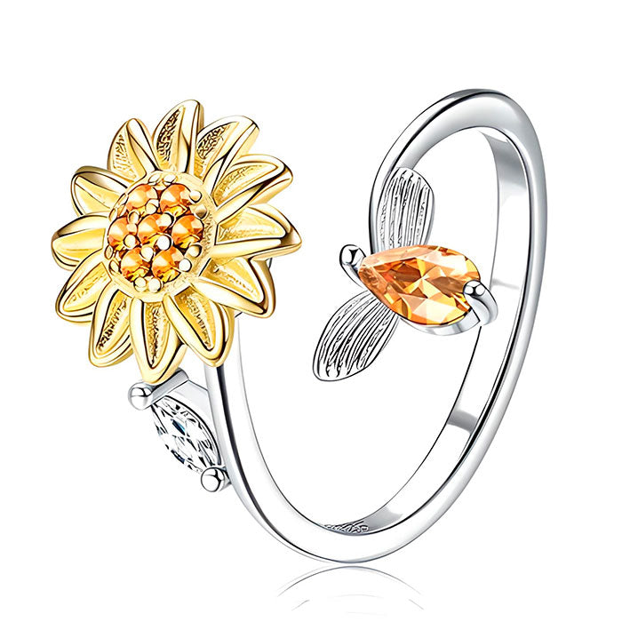 Anillo antiestrés de abeja y girasol