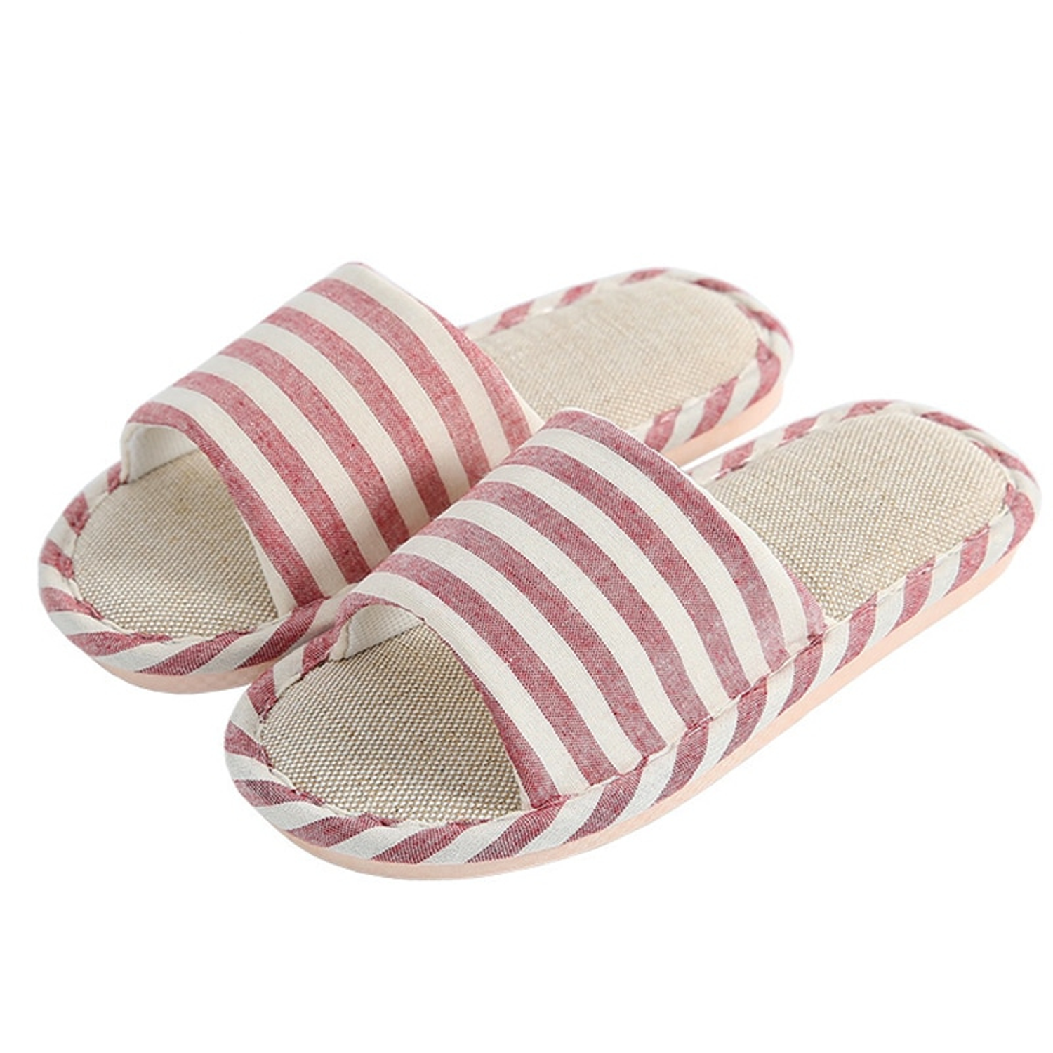 Casual Striped Linen Home Slippers