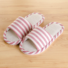 Casual Striped Linen Home Slippers