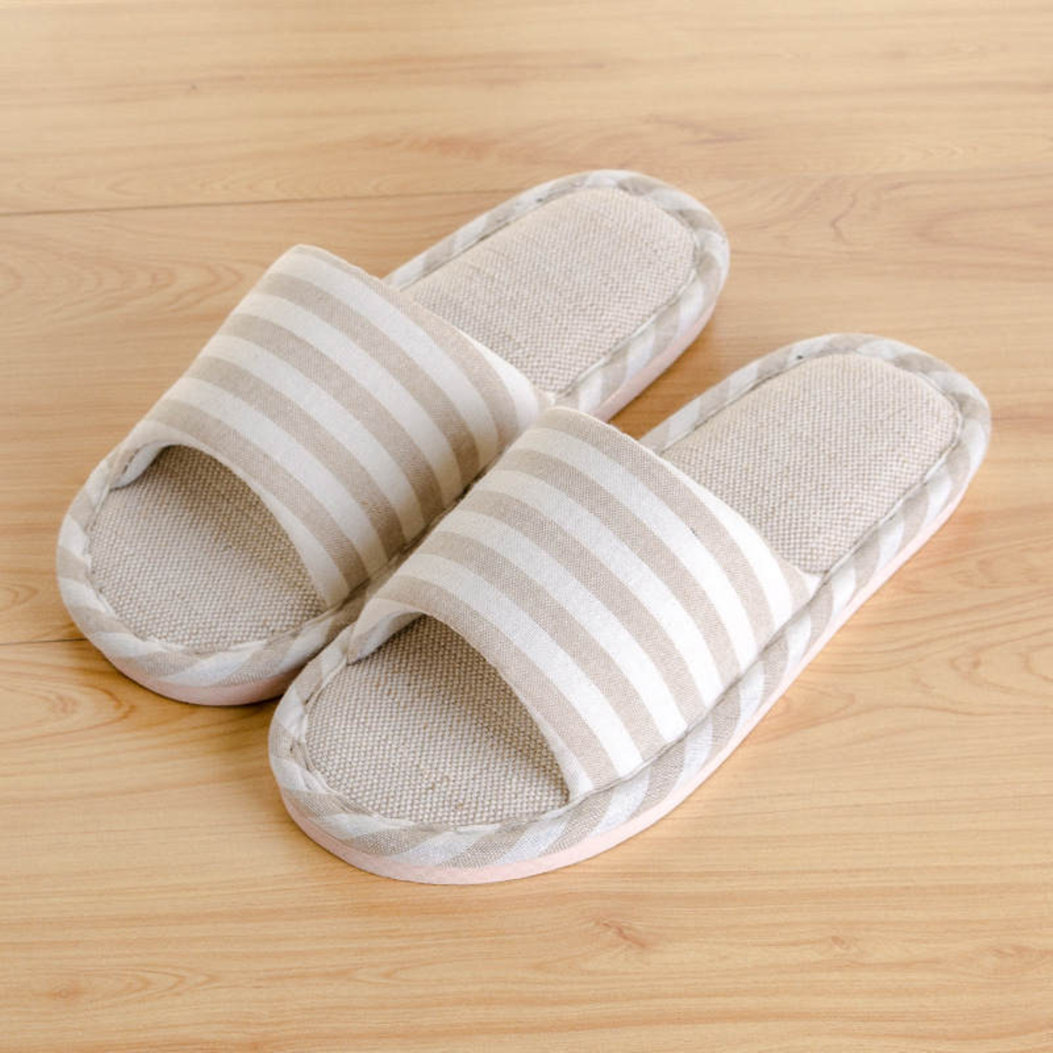 Casual Striped Linen Home Slippers