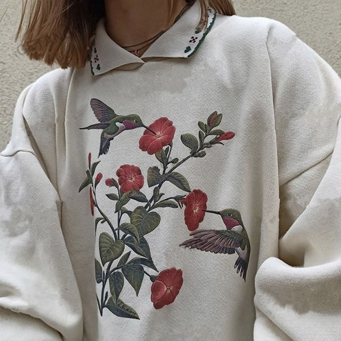 Sudadera vintage de colibrí