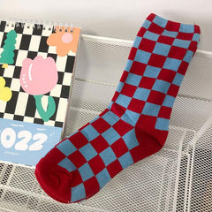 Indie Aesthetic Checker Socks