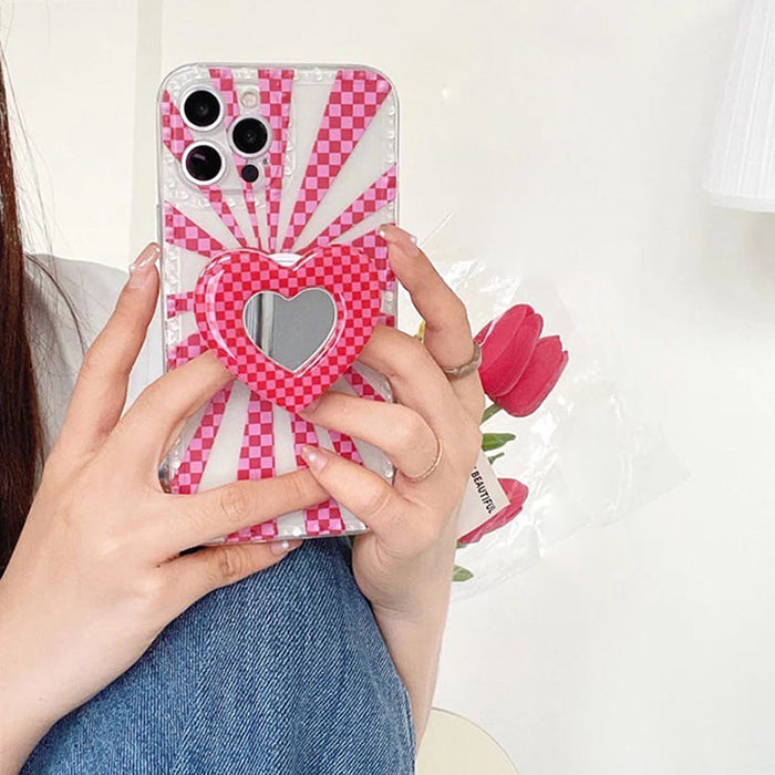 Funda para iPhone con diseño de corazón indie a cuadros