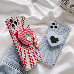 Funda para iPhone con diseño de corazón indie a cuadros