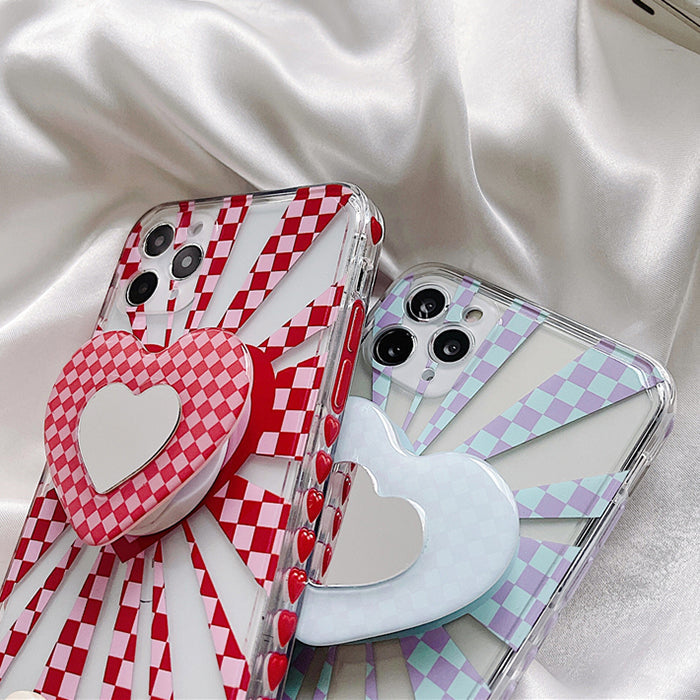 Funda para iPhone con diseño de corazón indie a cuadros