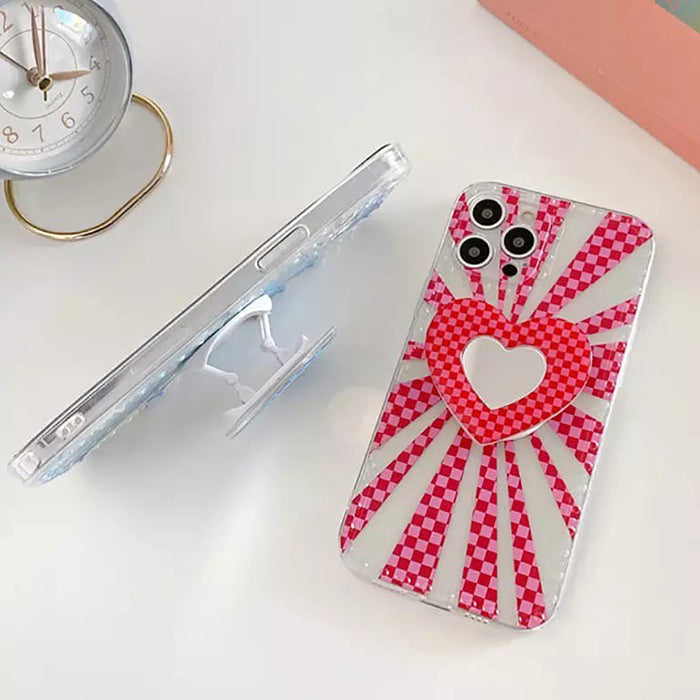 Funda para iPhone con diseño de corazón indie a cuadros