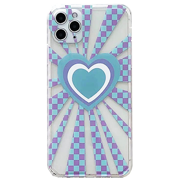 Funda para iPhone con diseño de corazón indie a cuadros