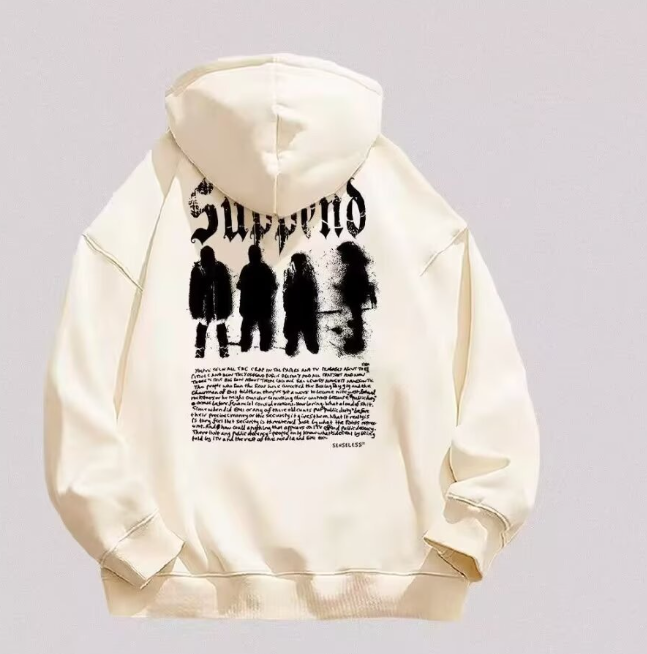 Hip Hop Letter Print Hoodie - Autumn Fleece Pullover for Men