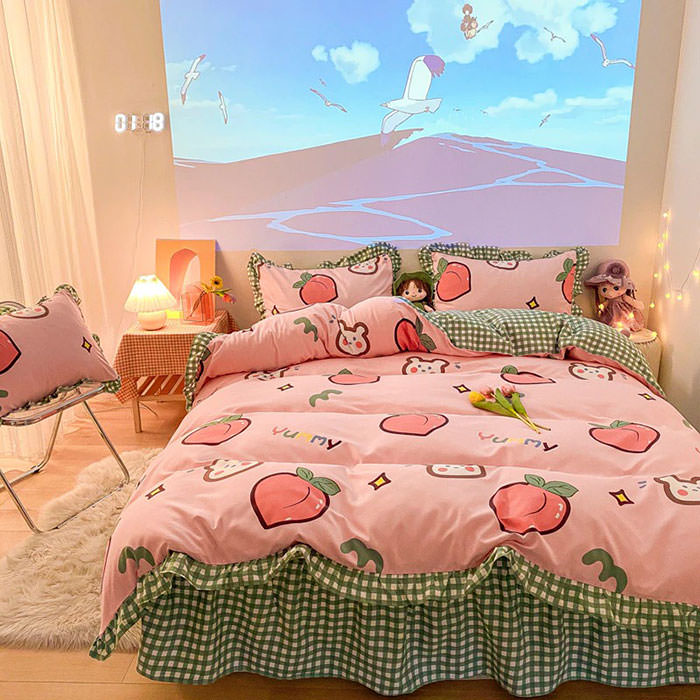 Juego de cama Kawaii Peach 🍑