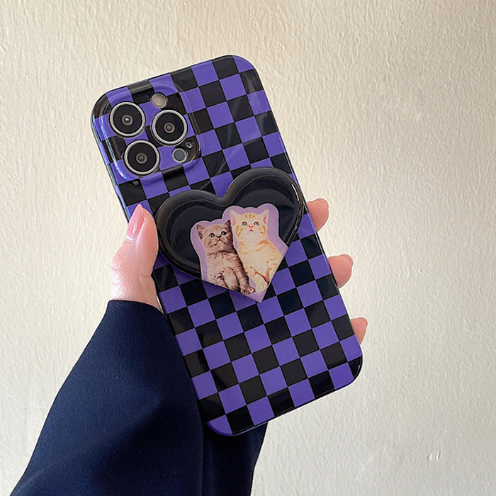 Funda para iPhone con diseño de tablero de ajedrez de Kitty