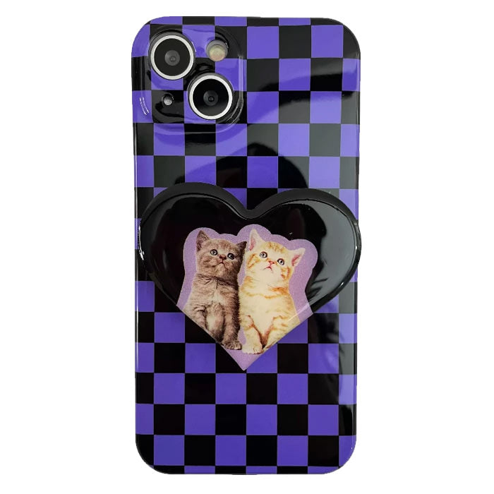 Funda para iPhone con diseño de tablero de ajedrez de Kitty