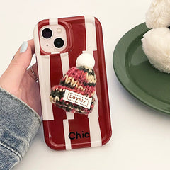 Funda para iPhone con PopSocket de gorro de punto