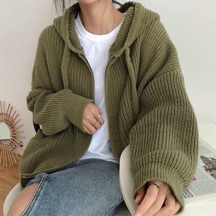 Sudadera con capucha y cremallera de punto Hygge