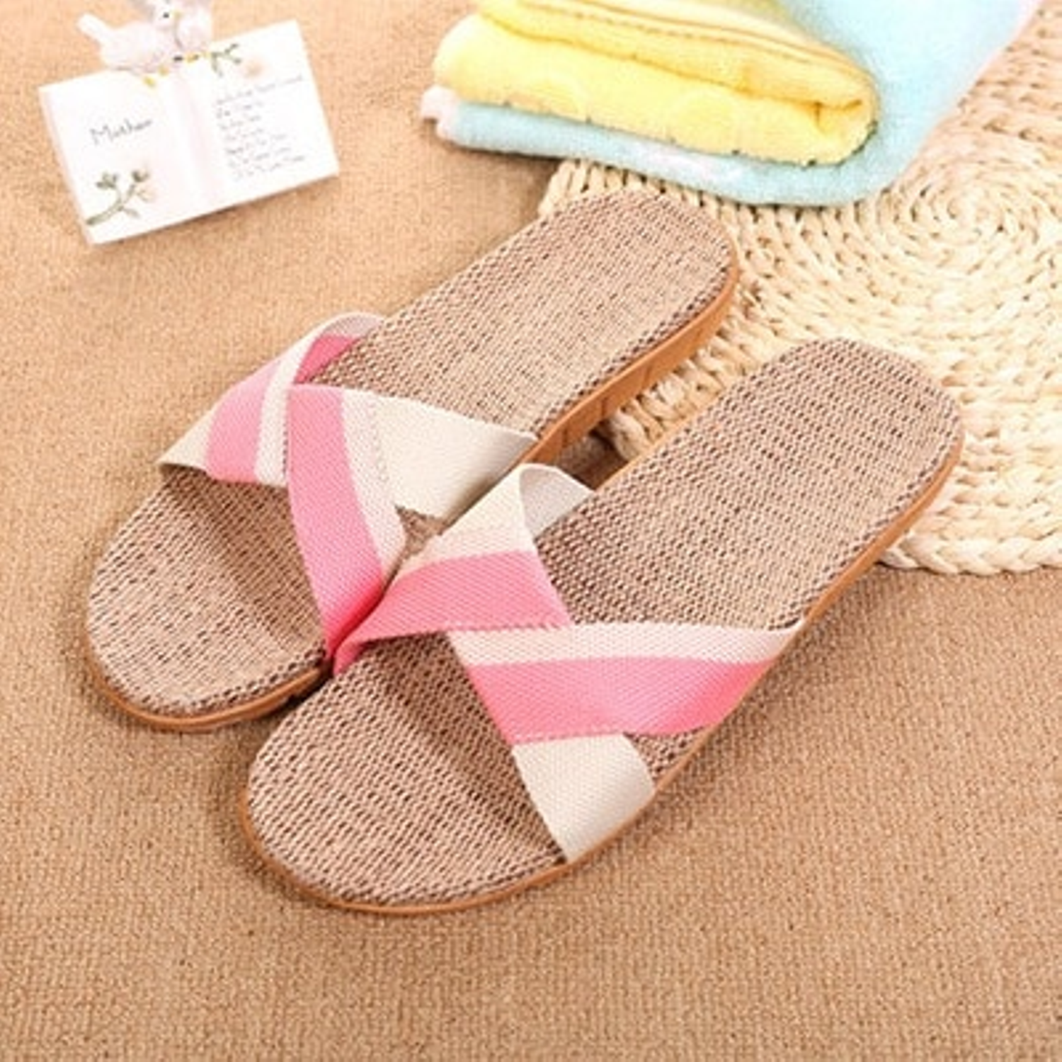 Chanclas antideslizantes de lino 