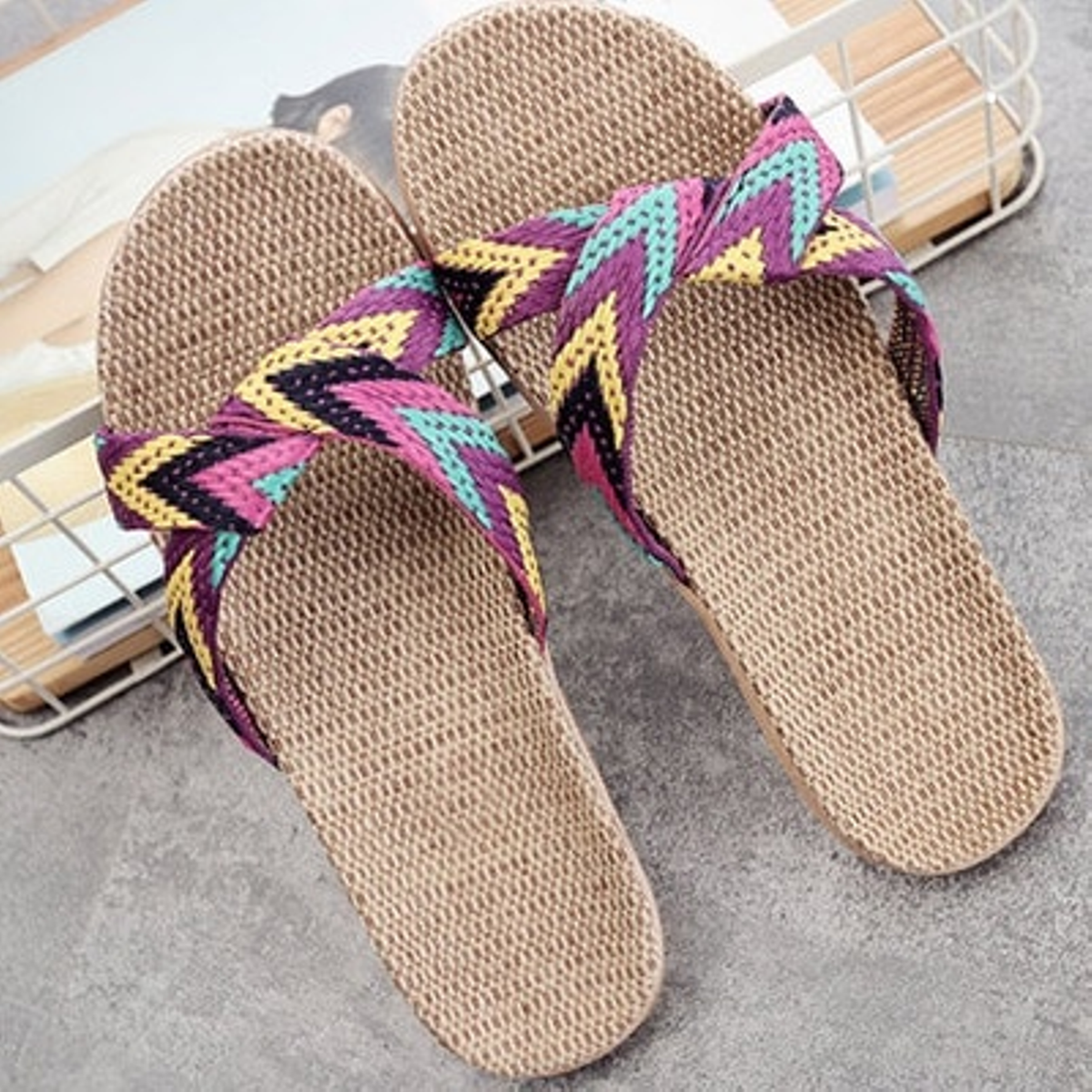 Chanclas antideslizantes de lino 