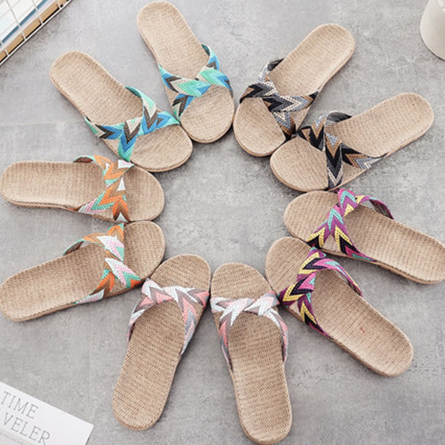 Chanclas antideslizantes de lino 