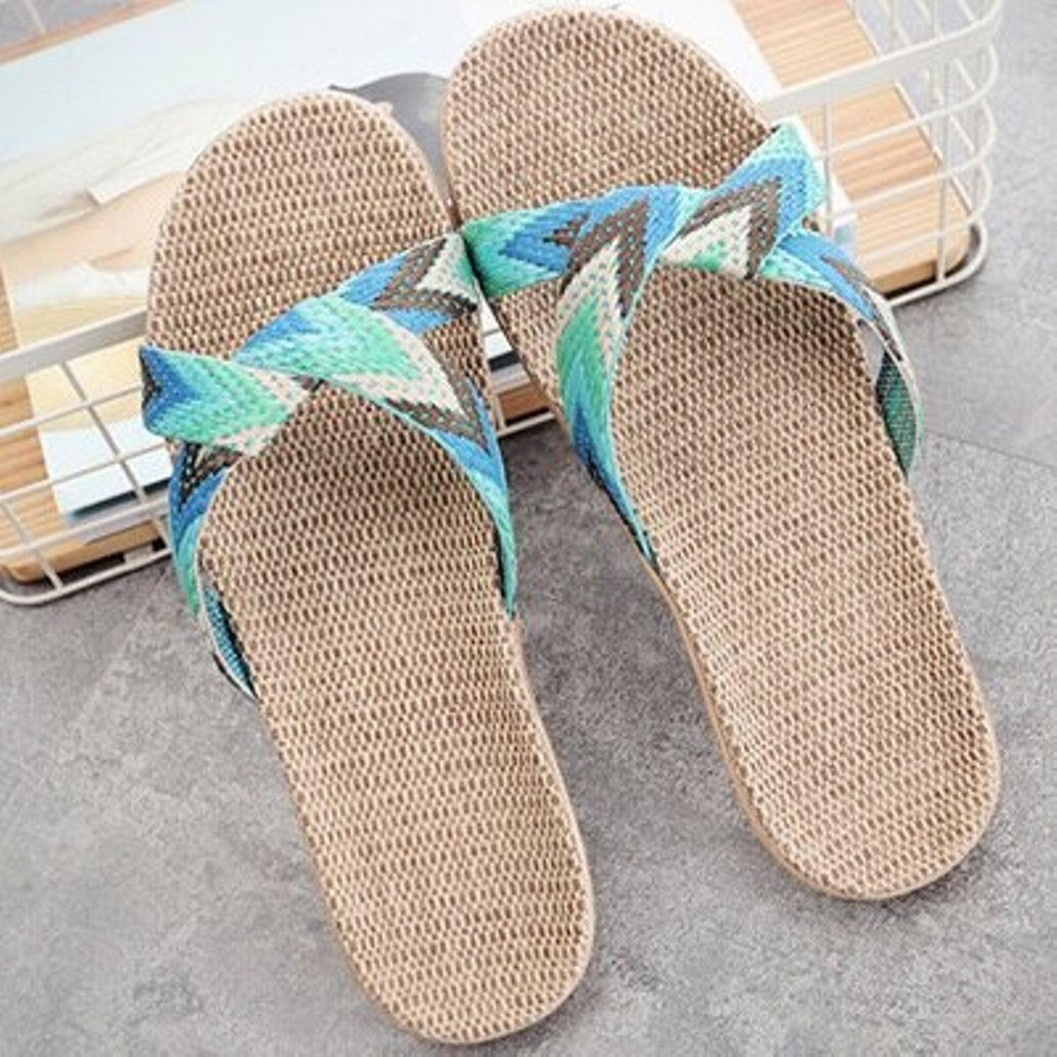 Chanclas antideslizantes de lino 
