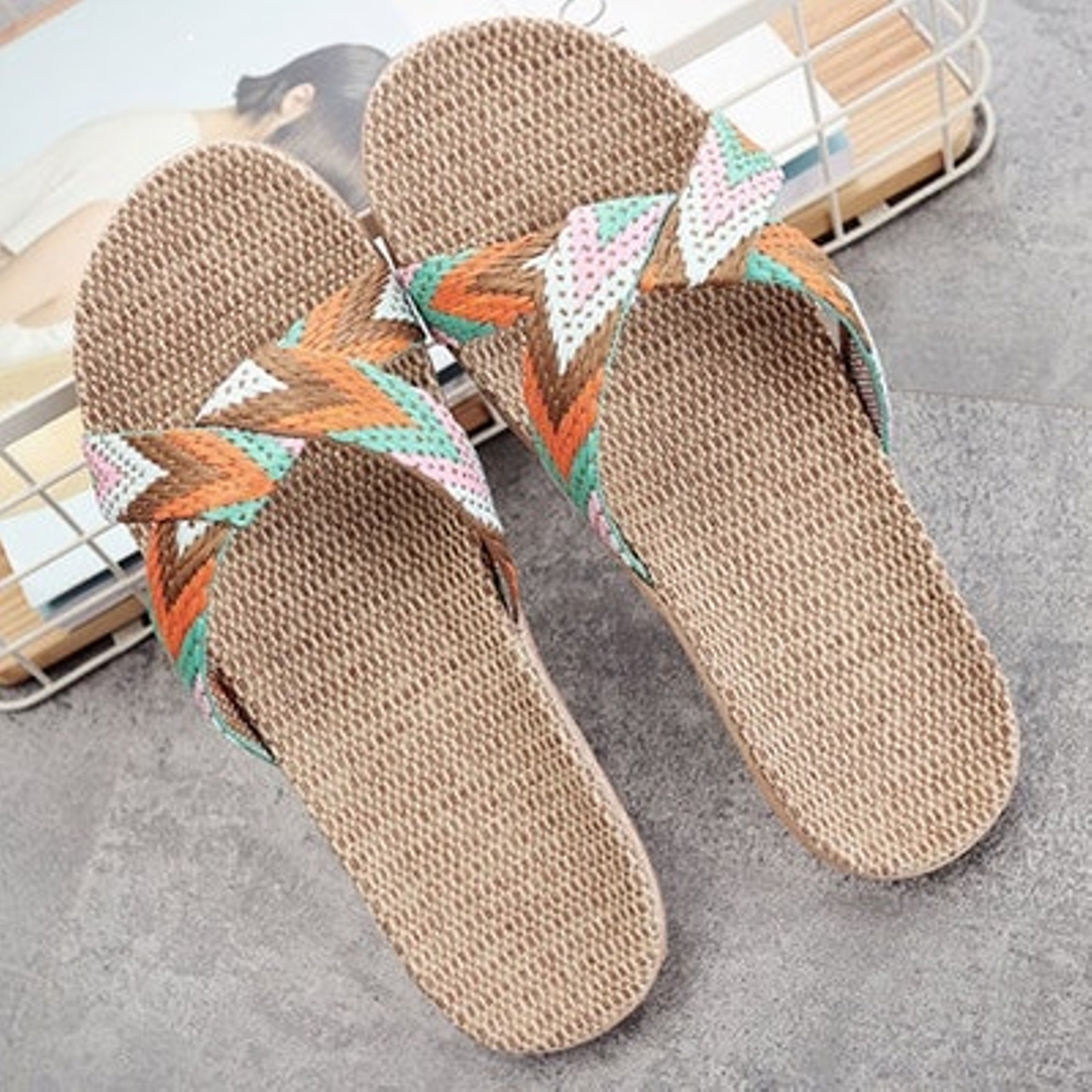 Chanclas antideslizantes de lino 