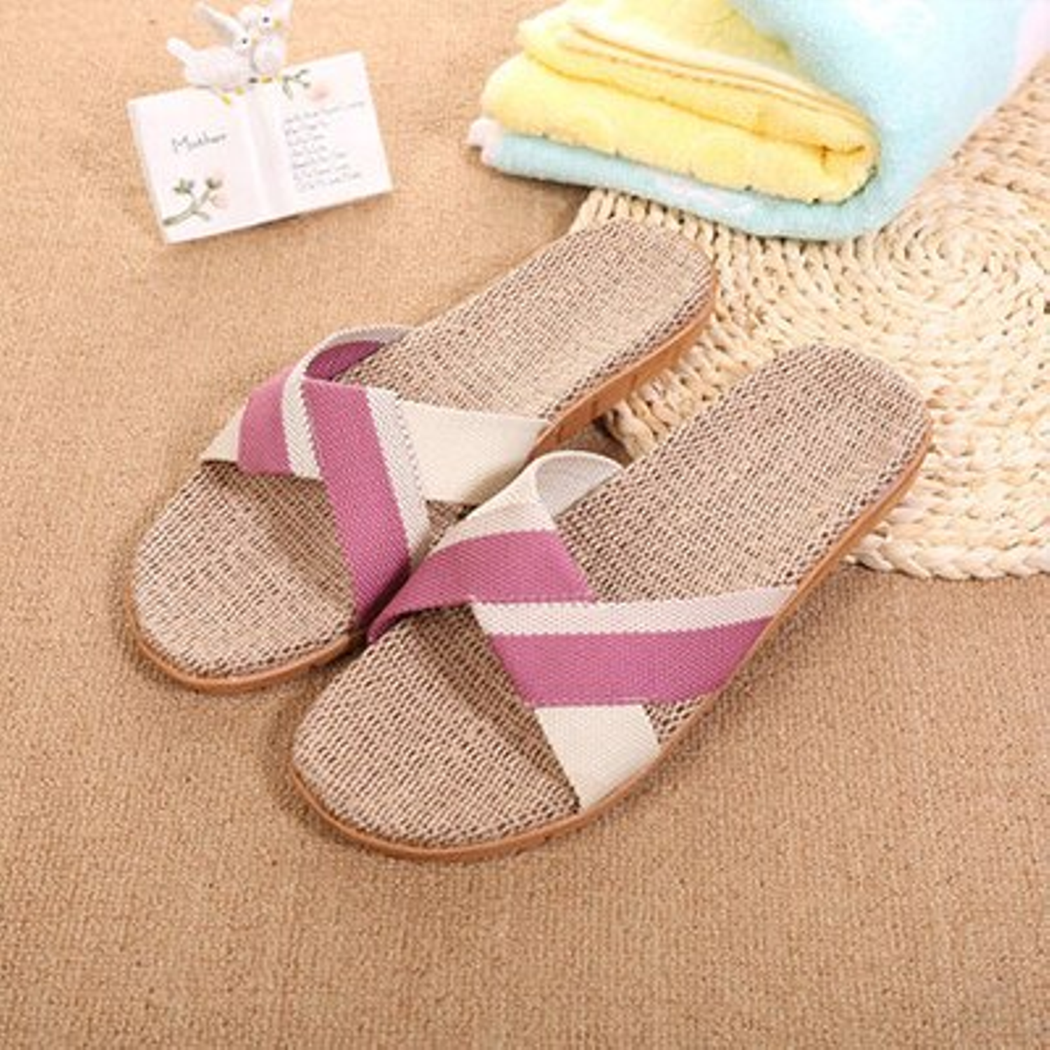 Chanclas antideslizantes de lino 