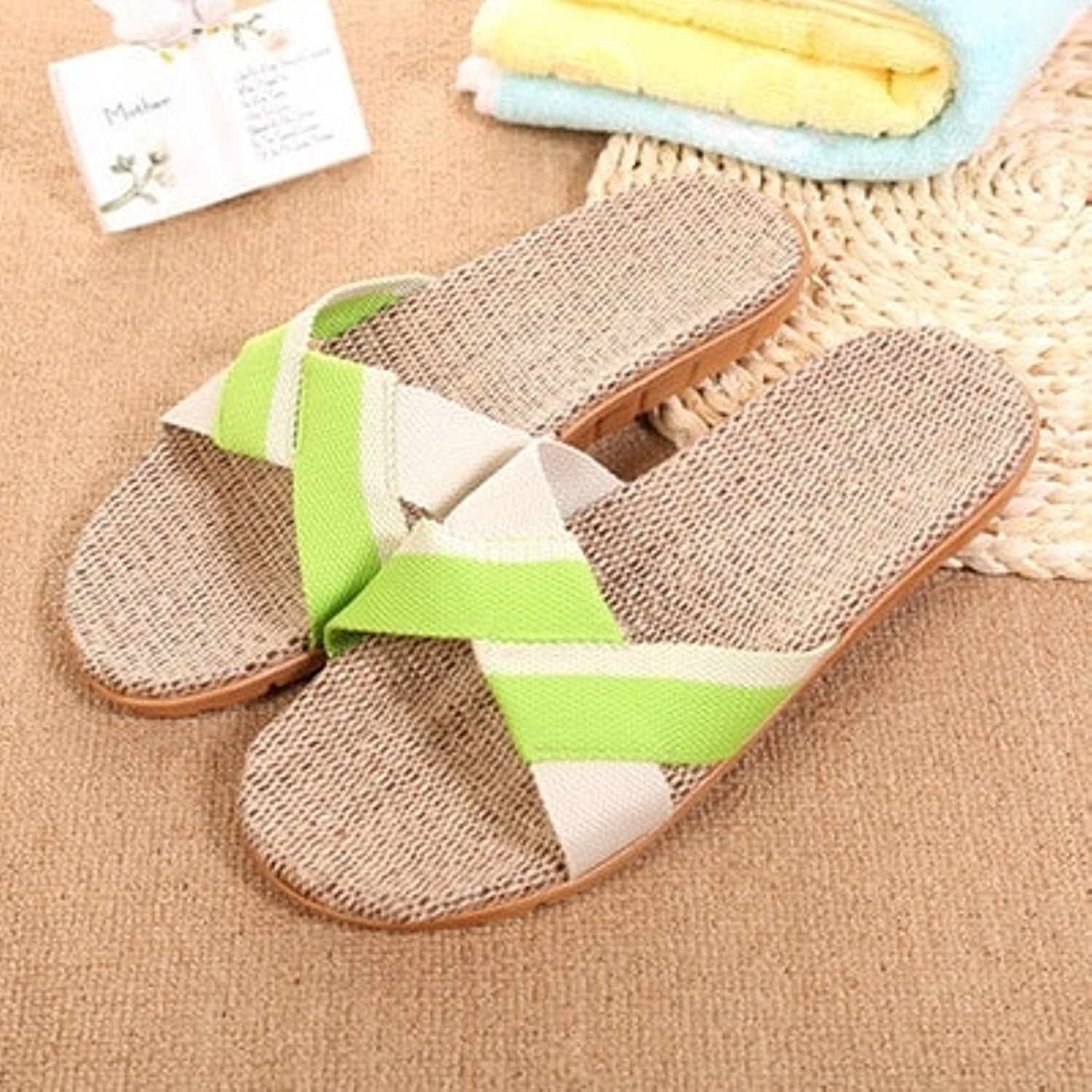 Chanclas antideslizantes de lino 