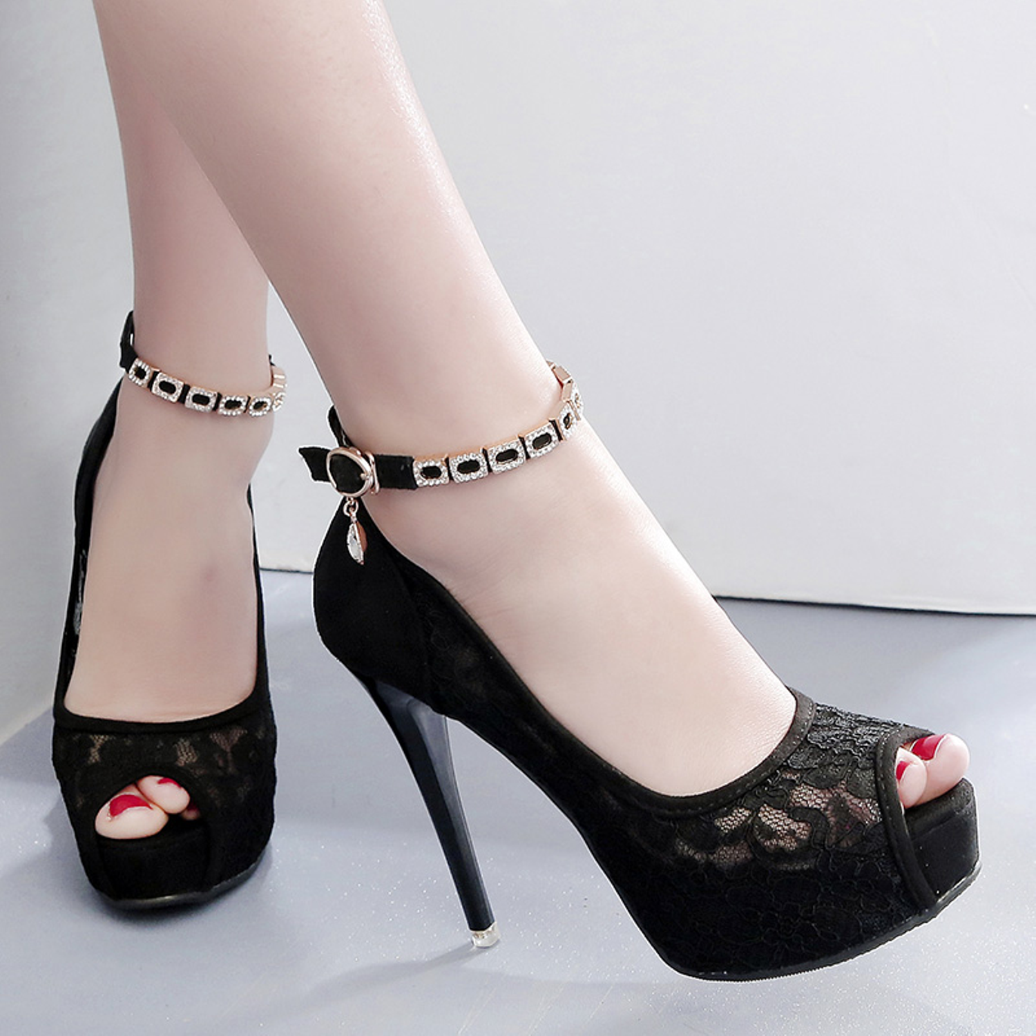 Lace High Heel Sandals