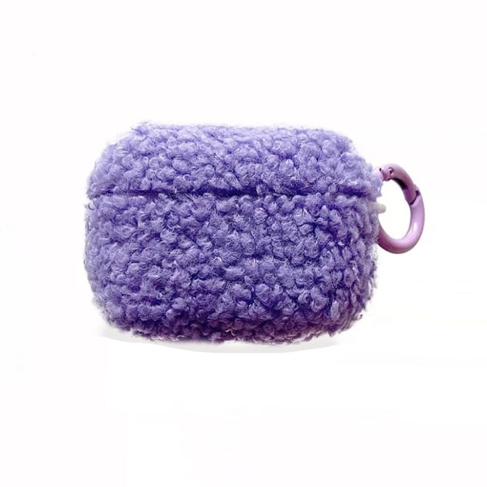 Estuche peludo color lavanda para AirPods