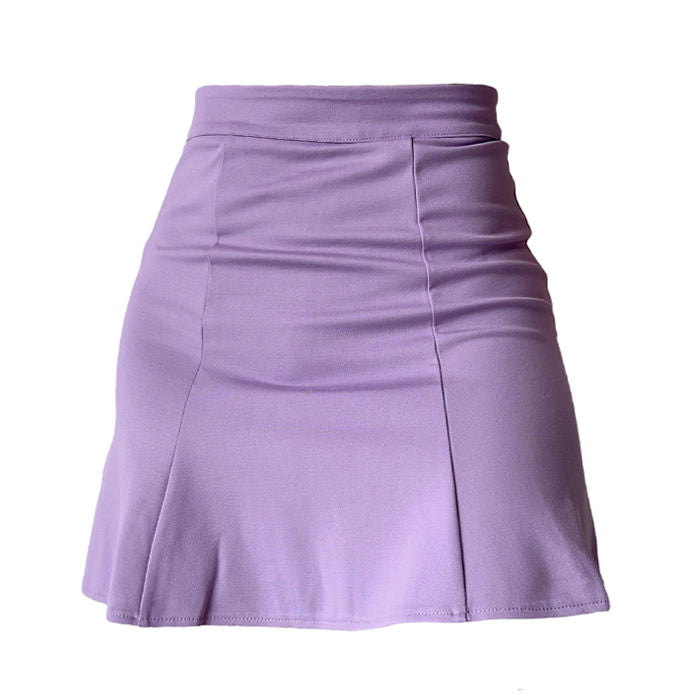 Falda fruncida color lavanda