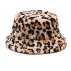 Sombrero de pescador esponjoso de leopardo