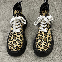 Leopard Lace Up Boots