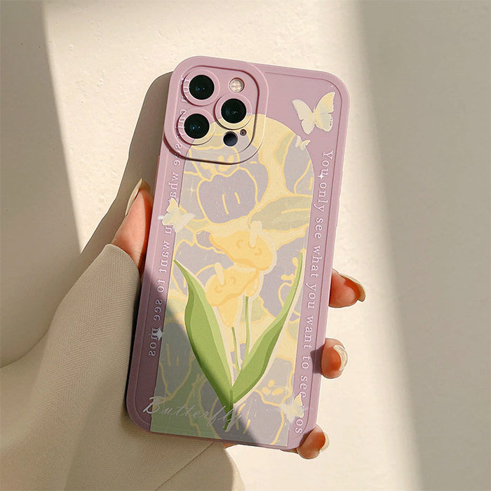 Funda para iPhone con diseño de lirio y lavanda