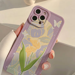 Funda para iPhone con diseño de lirio y lavanda