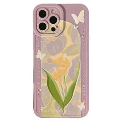 Funda para iPhone con diseño de lirio y lavanda