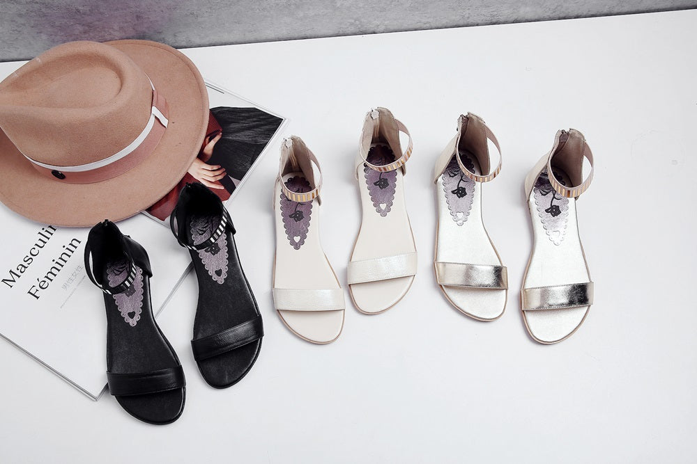 Sandalias casuales de cuero genuino 