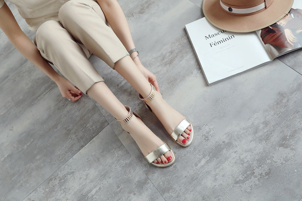 Sandalias casuales de cuero genuino 