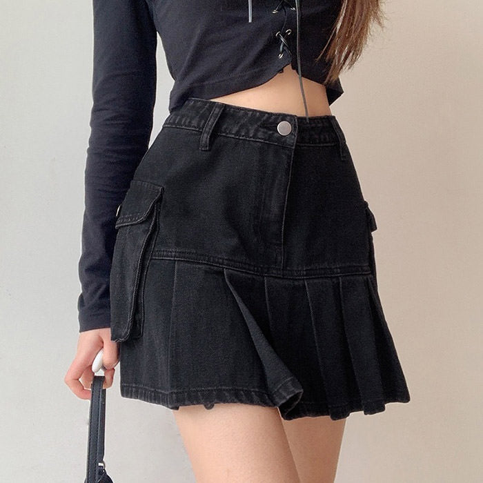 Meet Me On Campus Denim Skirt