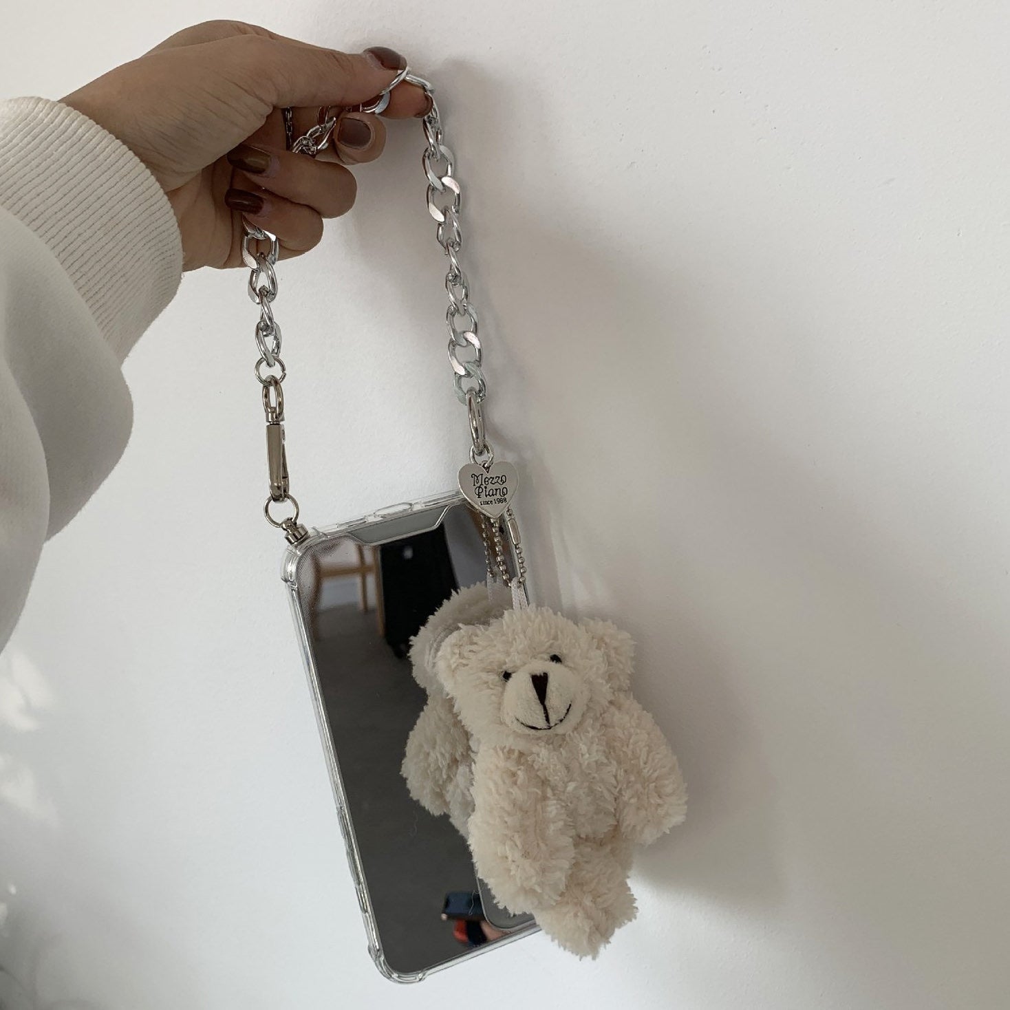 Mirror Bear Chain iPhone Case