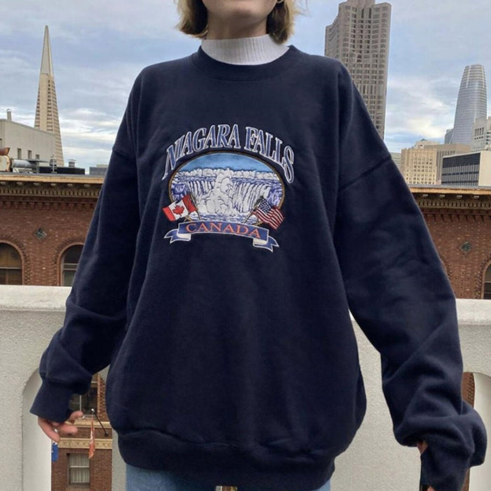 Sweatshirt mit Niagara-Fällen-Stickerei